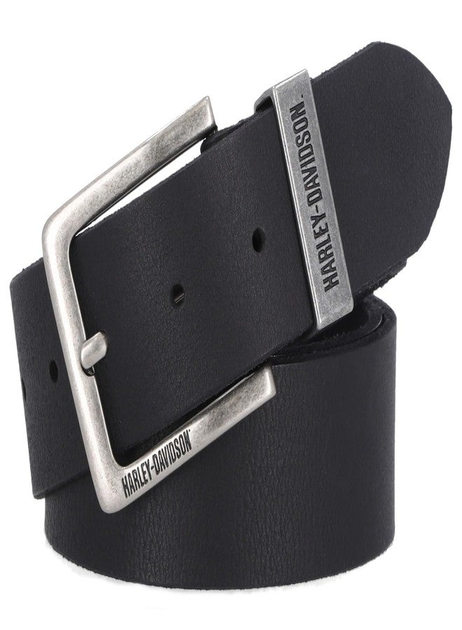 HARLEY DAVIDSON Harley-Davidson Men's Metal Keeper Bar & Shield Logo Leather Belt, Black (L) - Image 2